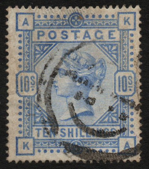 GB 1883 QV SG183 10/- Ultramarine Good Used (AM801)