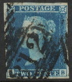 GB QV  2d blue SG13  Plate 3 (based on position of B) Clean Stamp, 4M (AM836)