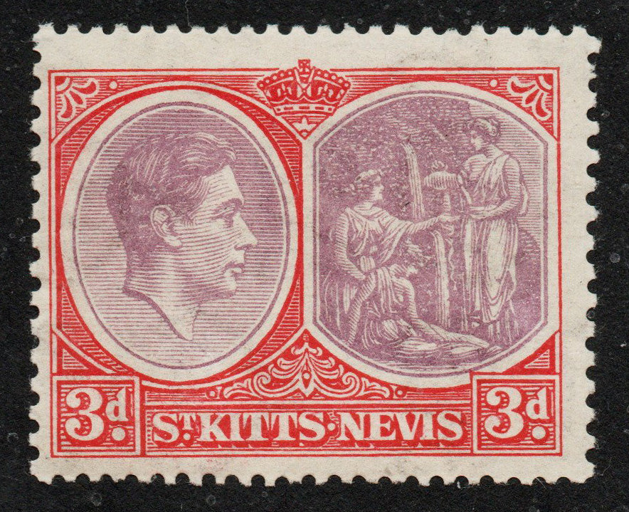 1938 St Kitts &amp; Nevis SG73 3d Perf 13x12 Gum a little toned but U/M