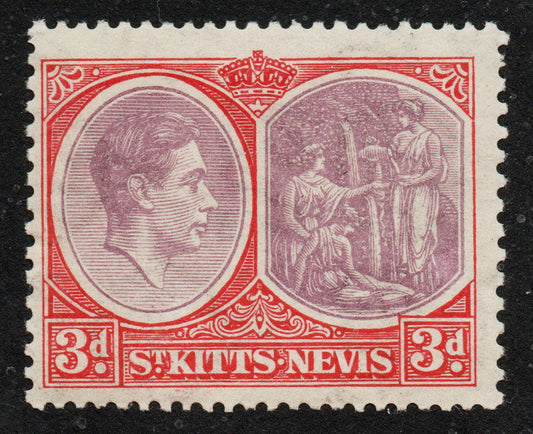 1938 St Kitts &amp; Nevis SG73 3d Perf 13x12 Gum a little toned but U/M
