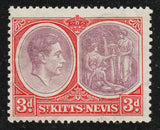1938 St Kitts & Nevis SG73 3d Perf 13x12 Gum a little toned but U/M  (AM854)