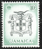 1956 Jamaica SG173 10/- Black & Blue-Green U/M       (AM857)