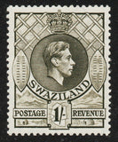 1938 Swaziland SG35 1/- Brown Olive Perf 13½x 13 Mounted Mint  (AM861)
