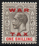 1919 Bahamas SG104 1/- Grey Black & Carmine WAR STAMP Overprint M/M  (AM865)
