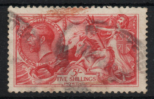 GB 1918 KGV Bradbury 5/- 5s SG416 Seahorse Average Used 