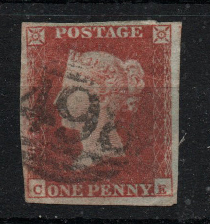 GB QV 1841 SG8 1d Red Plate 94 C-E Fine Used