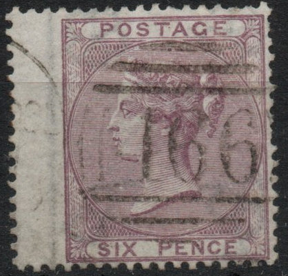 1855-57 SG70 6d Lilac Wing Margin no hyphen 