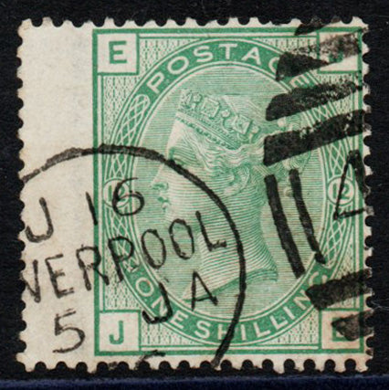 GB QV 1873 SG148/50 Plate 12 PL12 1/- Green VFU nice Liverpool CDS&nbsp;