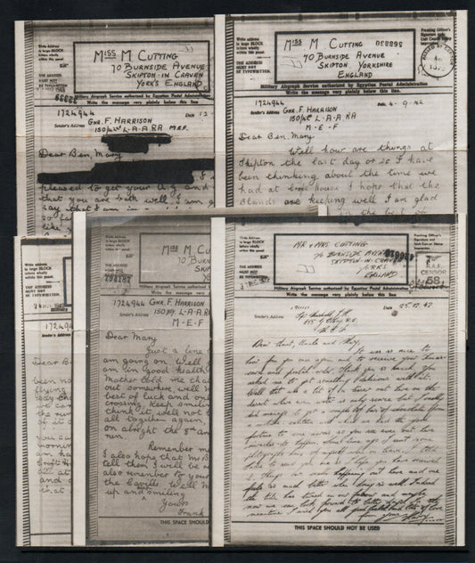 WWII Unchecked Selection of 5 RAF Airgraphs all addressed to same person