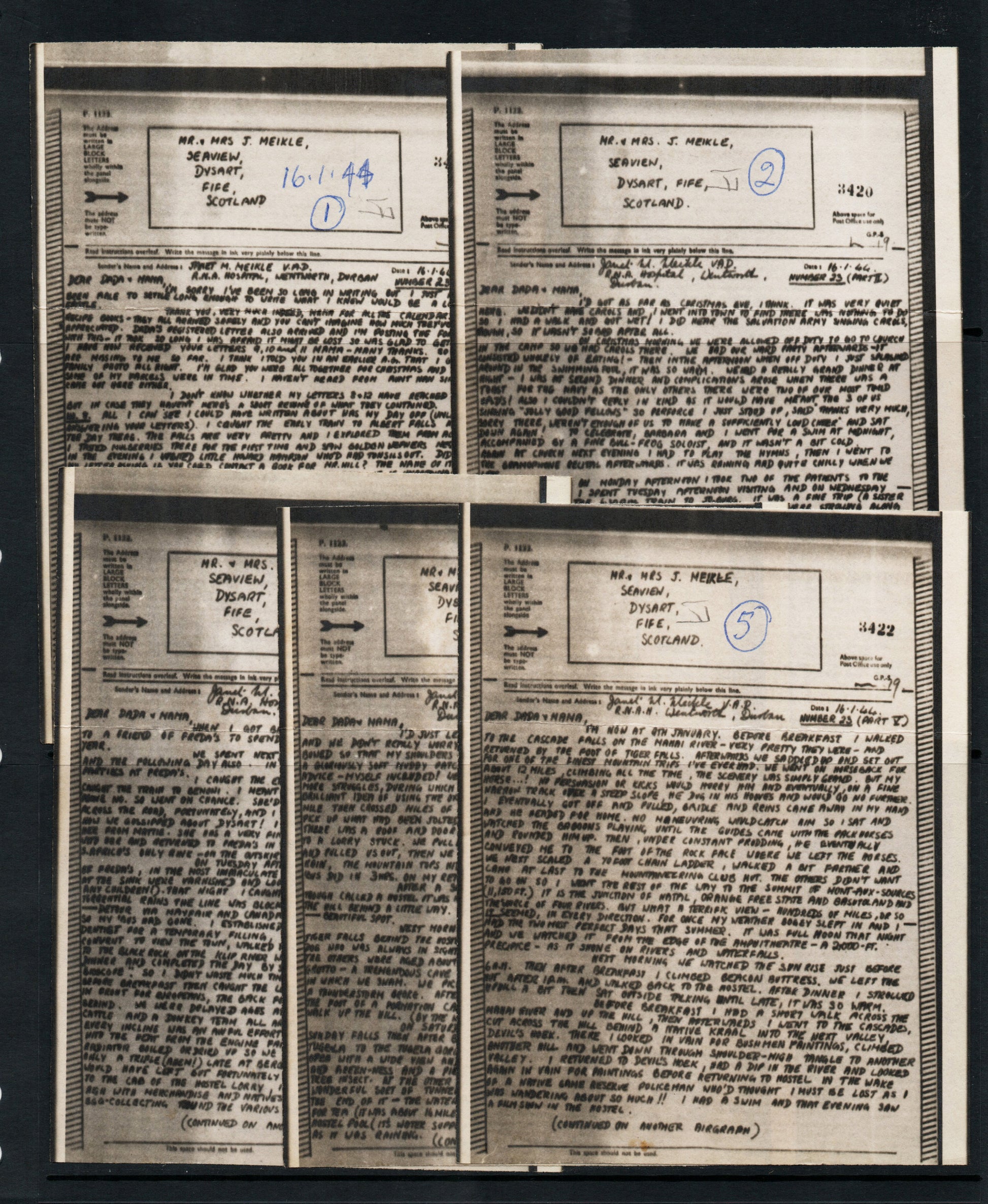 WWII Unchecked Selection of 5 RAF Airgraphs
