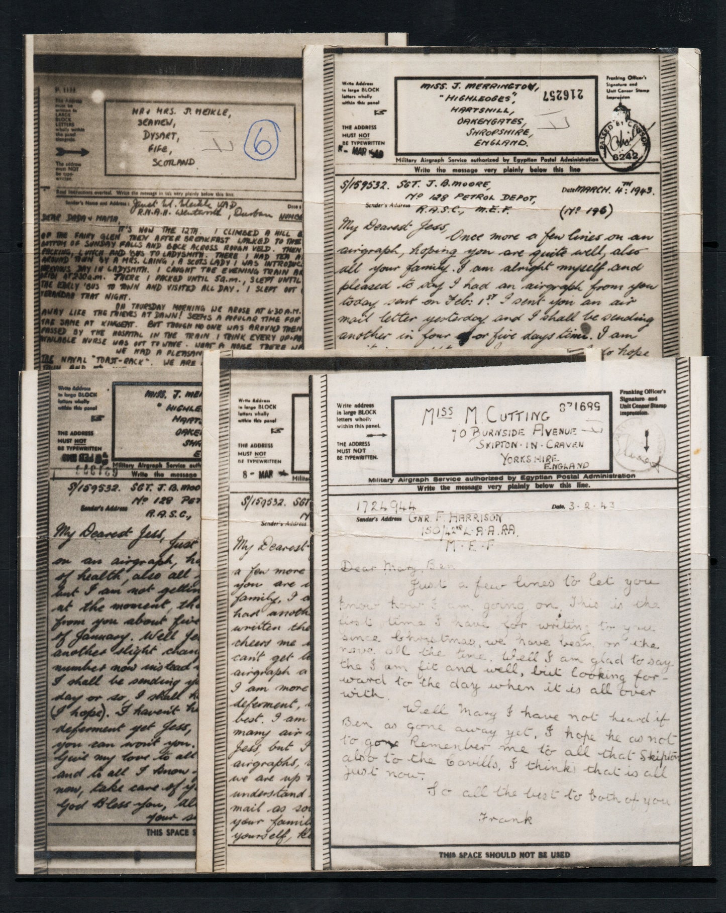 WWII Unchecked Selection of 5 RAF Airgraphs