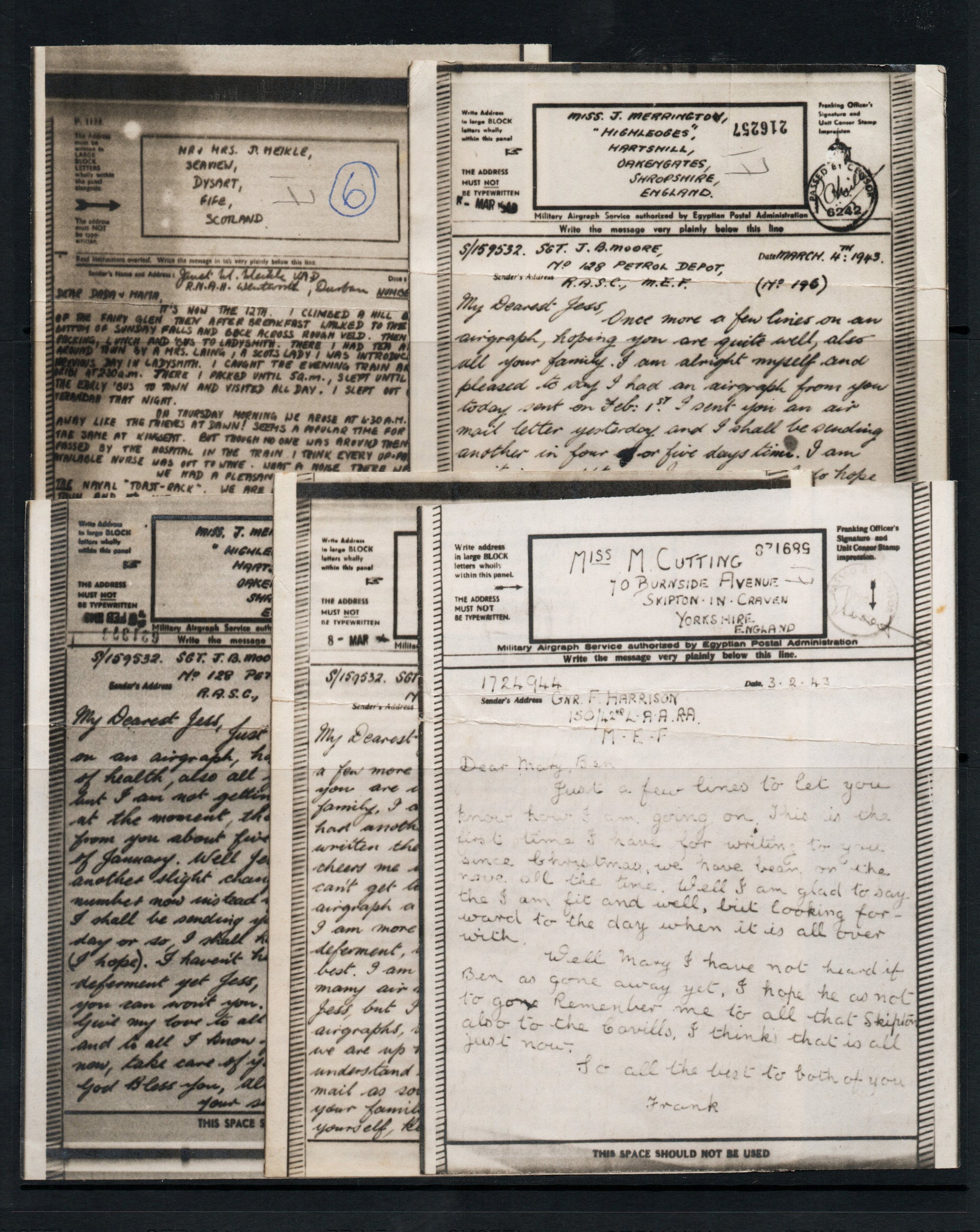 WWII Unchecked Selection of 5 RAF Airgraphs