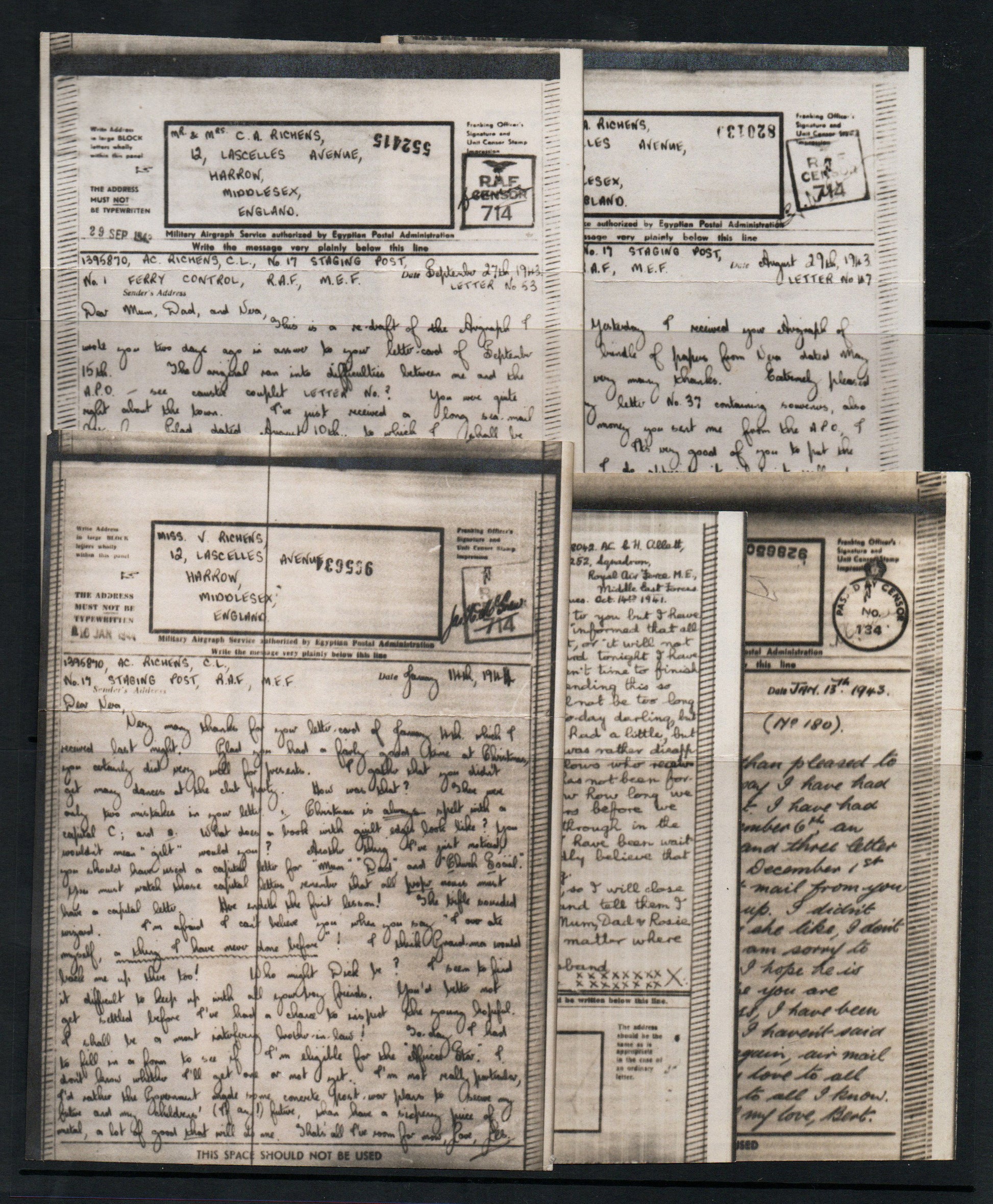 WWII Unchecked Selection of RAF Airgraphs