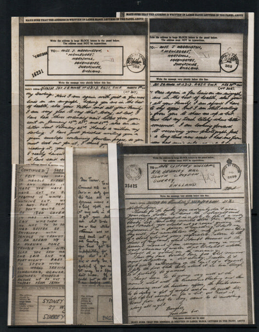 WWII Unchecked Selection of 5 RAF Airgraphs