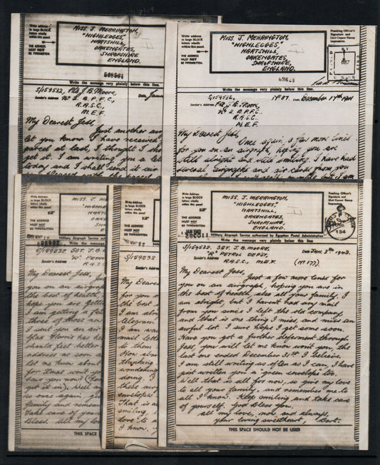 WWII Unchecked Selection of 5 RAF Airgraphs all addressed to same person