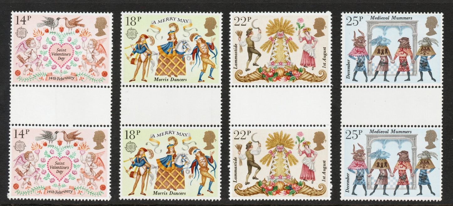 GB 1981 Year Disabled SG1147-50 and Folklore SG1143-46 U/M Gutter Pairs (DA5)