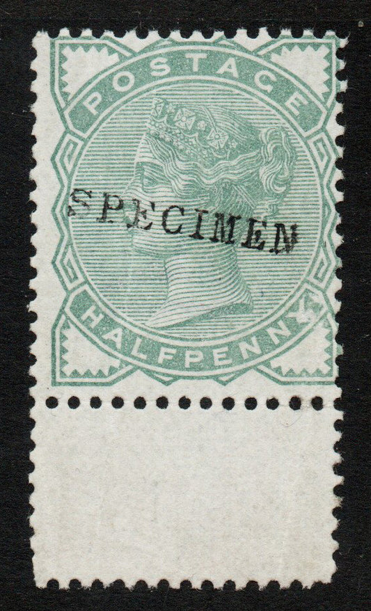 GB 1880 QV SG165 ½d pale green SPECIMEN Overprint Mint no gum