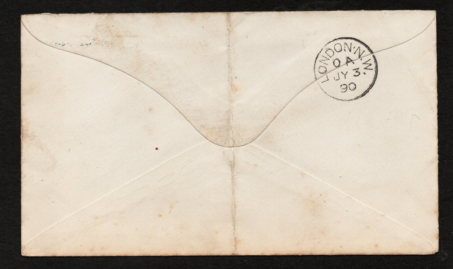 GB QV 1890 Cover bearing SG174 1d Lilac with Penny Post Jubilee Postmark (DE041)