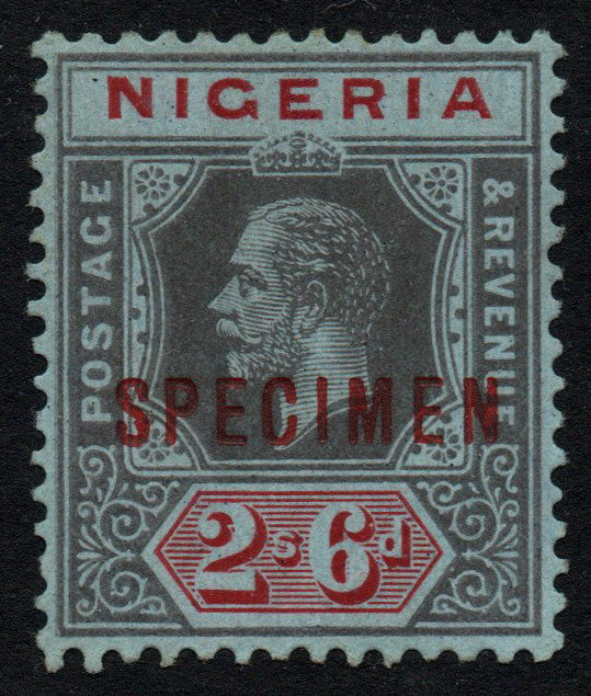 1914 KGV Nigeria SG9 2/6d M/M Overprinted SPECIMEN 