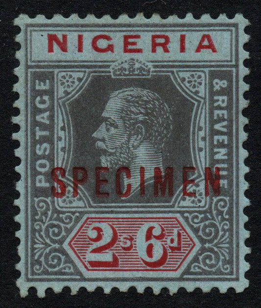 1914 KGV Nigeria SG9 2/6d M/M Overprinted SPECIMEN 