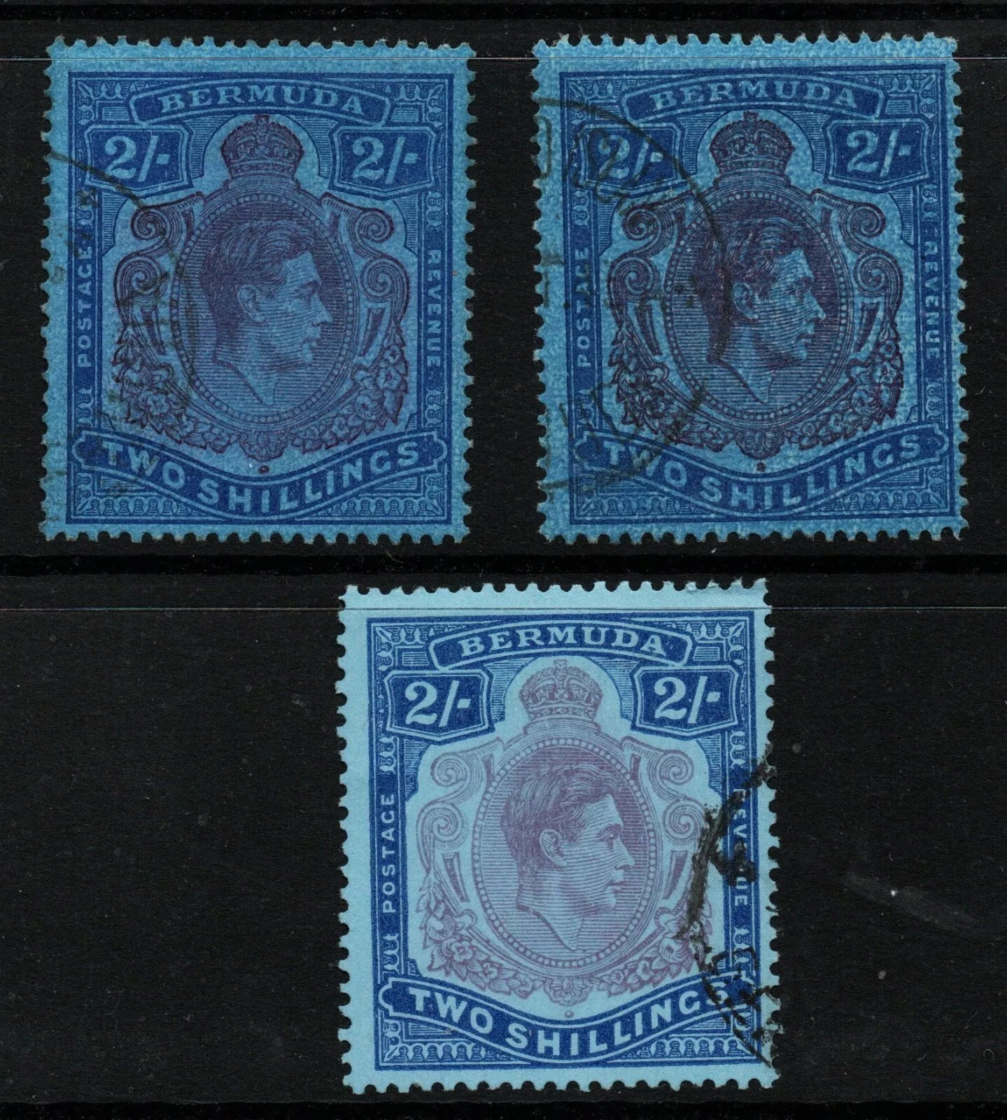 Bermuda SG116c 116d & 116e 2/6d KGVI all VFU