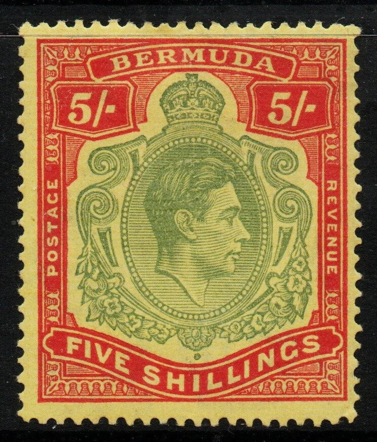 Bermuda KGVI SG118a 5/- Green on Red LMM 