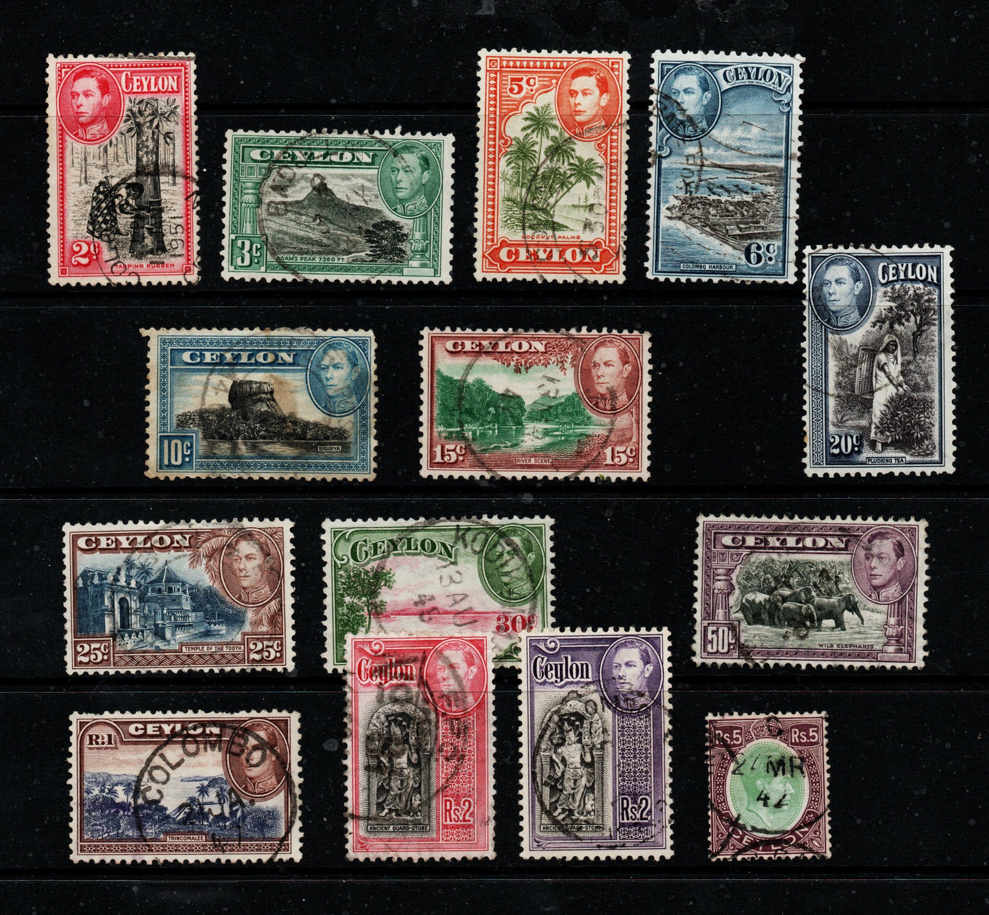 CEYLON King George VI 1938-49 The Complete Set 386b - 397a Good Used