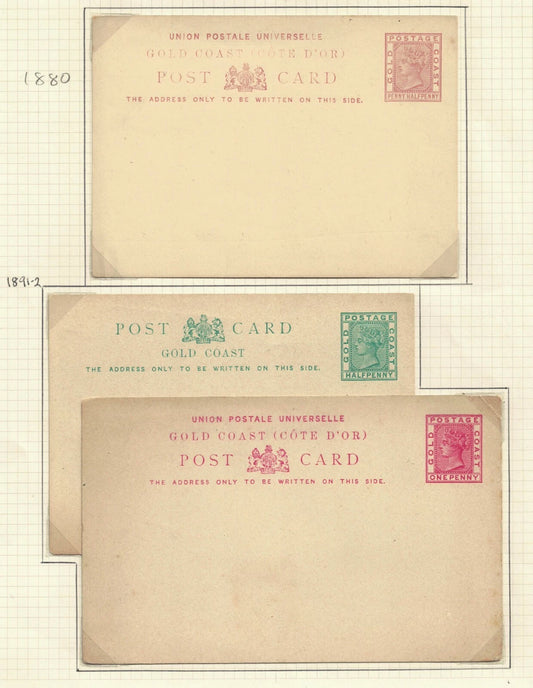 1880/91/92 QV Gold Coast Postcards (3) Almost Mint Condition 