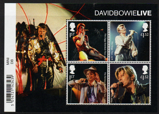 GB SG MS3939 MINT STAMP SHEET 2017 DAVID BOWIE LIVE BARCODED U/M MNH