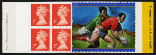 GB 1999 SGHB18 4 x 1st Class Stamps Barcode Booklet. Rugby World Cup Label. Perfect Mint