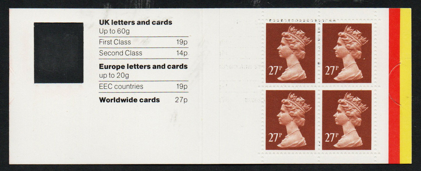 GB 1998 SG GF1 window booklet 4 x 27p Airmail Round Tab Code T MNH U/M  (FF043)