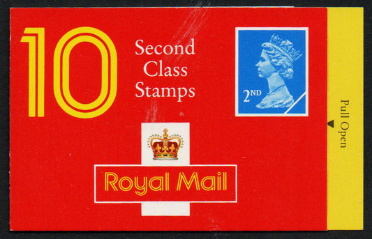 GB 1998 SG HC1 Cyl B1 window booklet 10 x 2nd Class Worldwide Round Tab, MNH U/M
