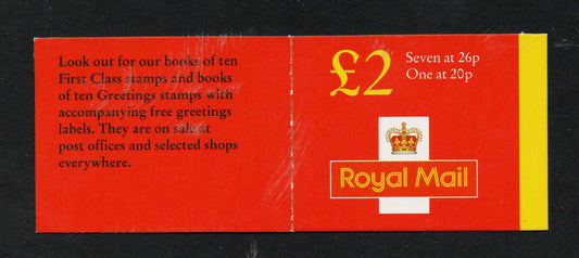 GB 1998 SG FW10 £2 Booklet with Pane Y16851, No Tab, MNH U/M