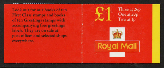 GB 1996 SG FH40 £1 Booklet with Pane Y1775, No Tab, MNH U/M