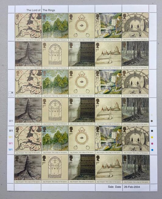 GB 2004 SG2429-38 Tolkien in FULL SHEETS of 30 x 1st Face Value alone £49+ 