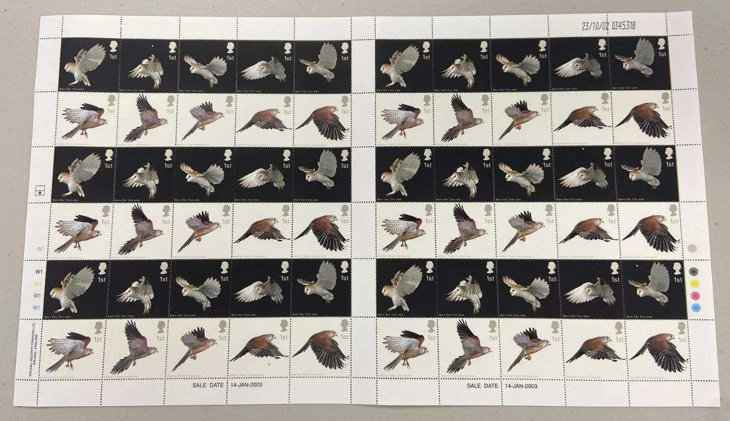 GB 2003 SG2327-36 Birds in FULL SHEET of 60 x 1st Face Value alone over £100