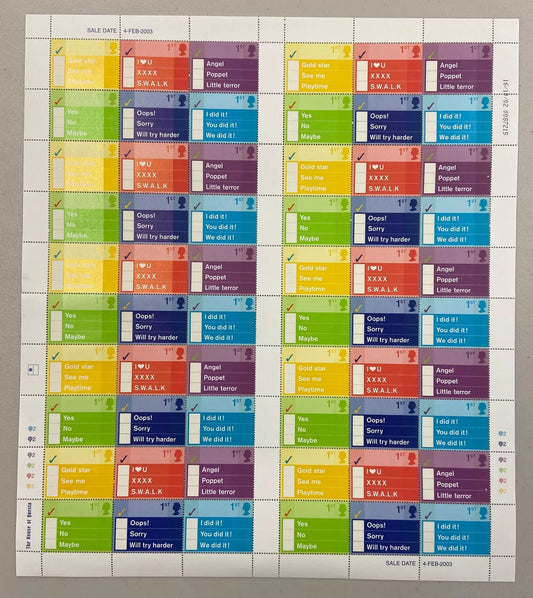 GB 2003 SG2337-42 Occasions in FULL SHEET of 60 x 1st. Face Value £99 