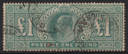GB KEVII 1902 SG266 £1 Green. Good Used, clean back (G006)