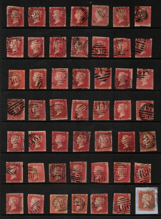 GB QV 1d Penny Stars Unplated/Unchecked Qty 49 Mixed condition