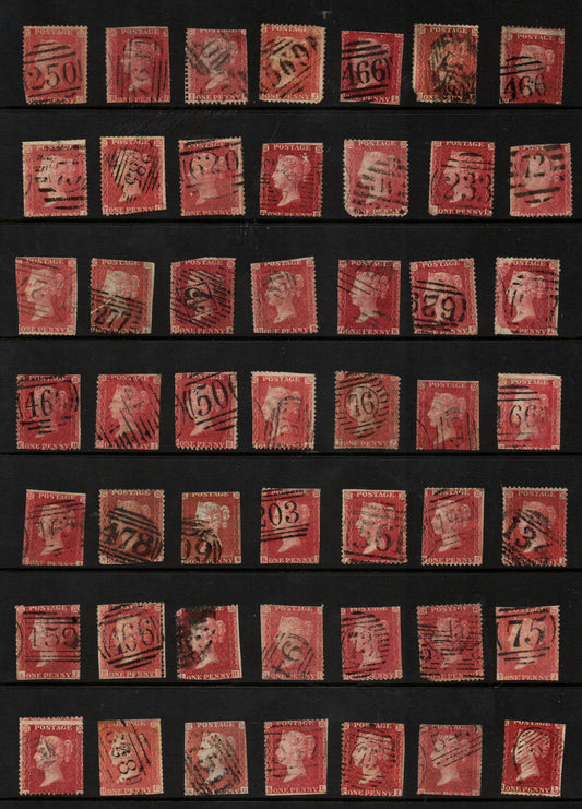 GB QV 1d Penny Stars Unplated/Unchecked Qty 49 Mixed condition