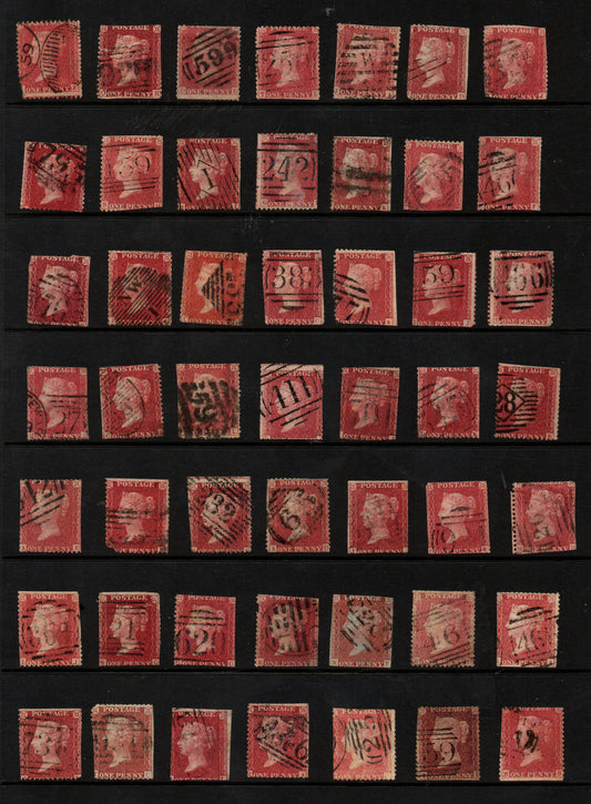 GB QV 1d Penny Stars Unplated/Unchecked Qty 49 Mixed condition