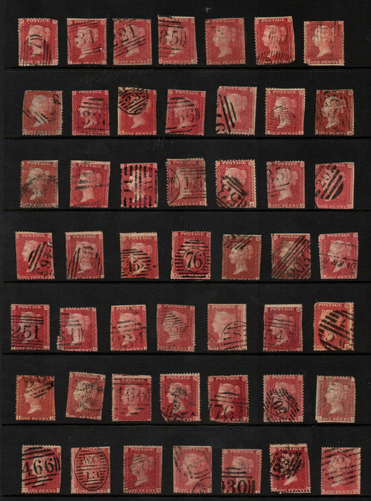 GB QV 1d Penny Stars Unplated/Unchecked Qty 49 Mixed condition