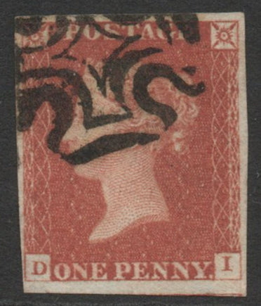 GB 1841 SG8 1d red Plate 21 (D-I) Black Maltese Cross (TT586)