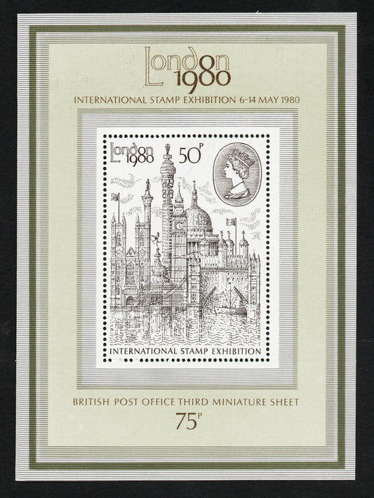 GB QEII SGMS1119 50p Britains 3rd Miniature Sheet London 1980 Perfect Mint