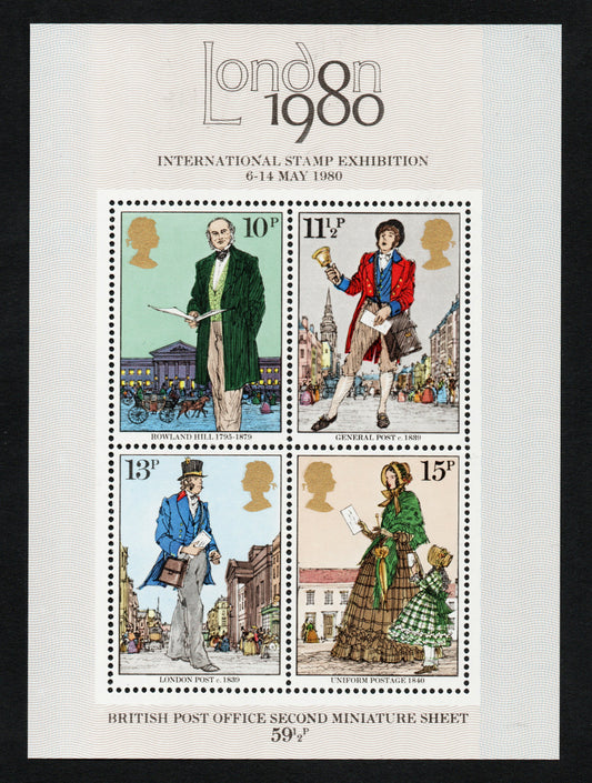 GB QEII SGMS1099 59½p Britains 2nd Miniature Sheet London 1980 Perfect Mint (GE002)