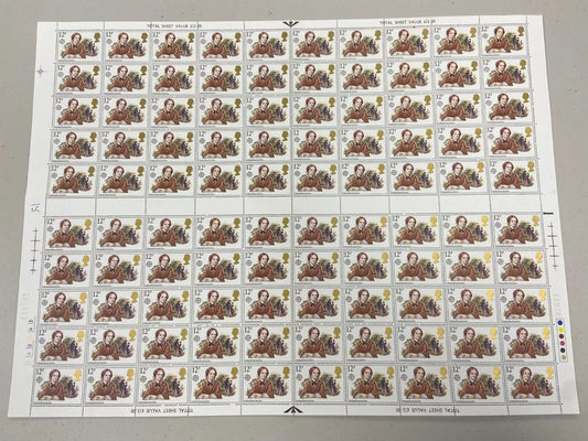 GB 1980 SG1125 Bronte Full Sheet with famous MISSING 'P' Variety/Error 