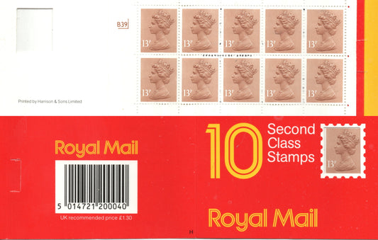 Booklet -1987 Great Britain  10 x 1st Class (18p at the time) U/M MNH SG GI1 Cylinder B39