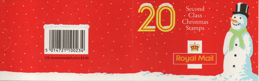 GB Xmas 1990 Booklet 20 x 17p Second Class Cylinder LX1 Snowman Mint