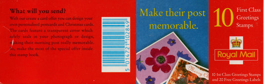 GB 1998 Booklet 10 x 1st Class Create a Card Design KX12 Mint
