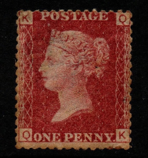 GB QV SG43/44 1d Red Plate 215 Q-K Unmounted Mint but seen better days 